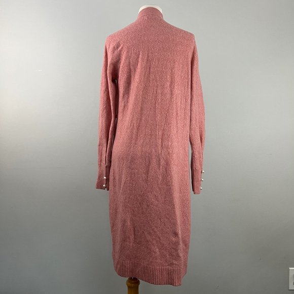 RACHEL PARCELL Pink Long Cardigan with Pearl Detailing (no size tag) - Picture 4 of 7